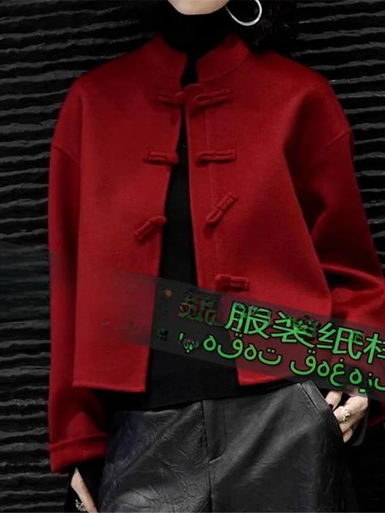 

Женское новое китайское ретро-пальто из двусторонней шерсти, универсальное, с выкройкой, образец 2553, премиум-класс