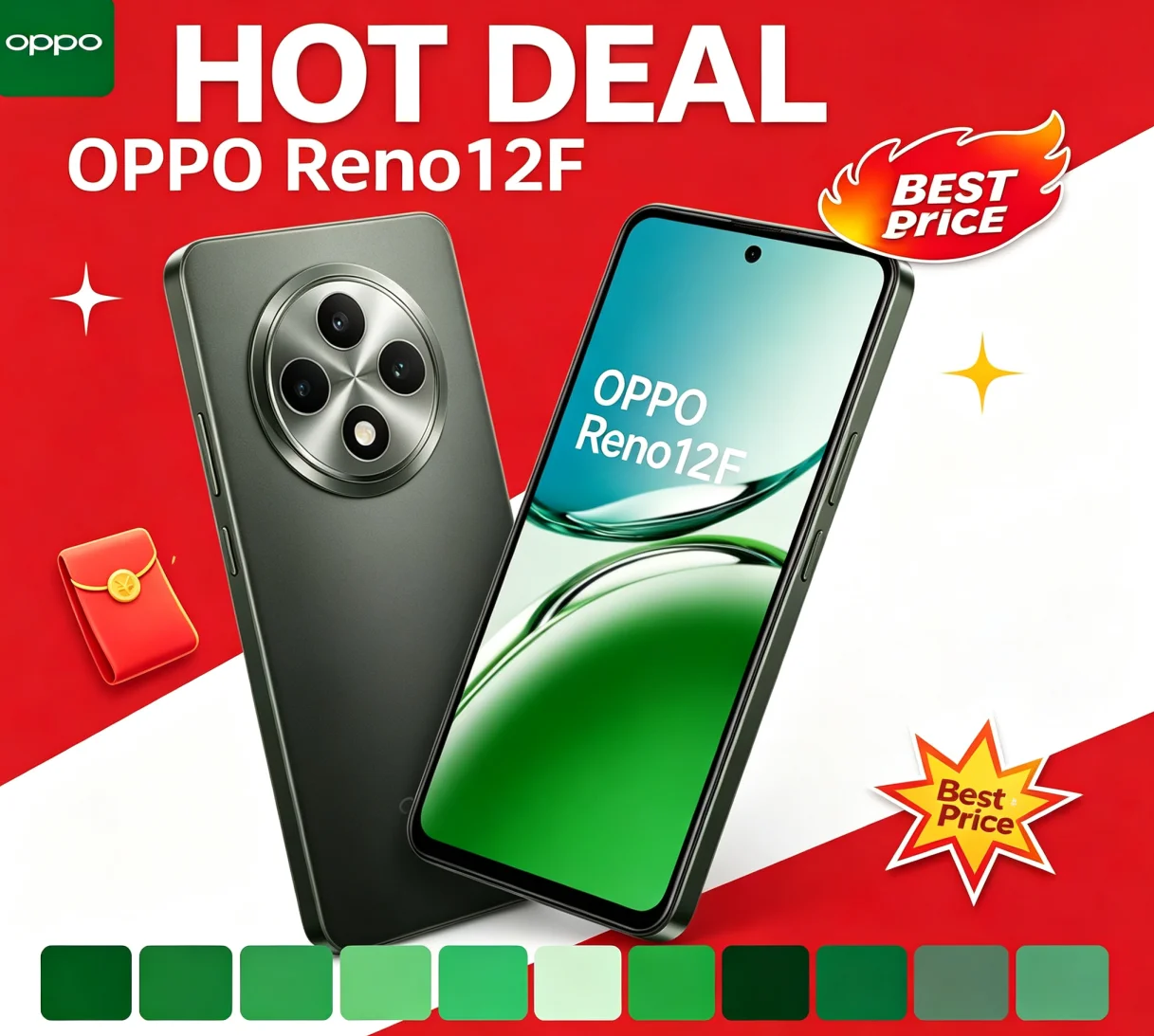 Popular Pick 2026 Global Version OPPO Reno12F Android Smart Device 12GB RAM 512GB Big Memory Enhanced Running Experience