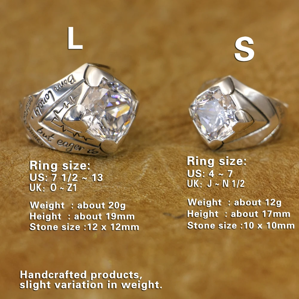 White CZ 925 Sterling Silver Words on Ring Charms Heart Ring TA503B US Size 4~13 BZ