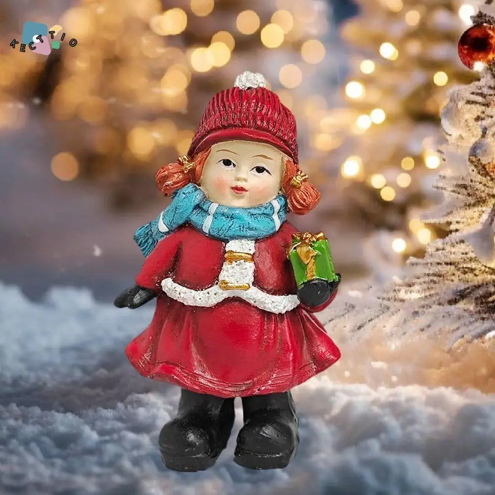 

2pcs Resin Christmas Winter Children's Ornaments Funny Cute Children Statue Handmade Creative Miniature Figurine Sculpture Home
