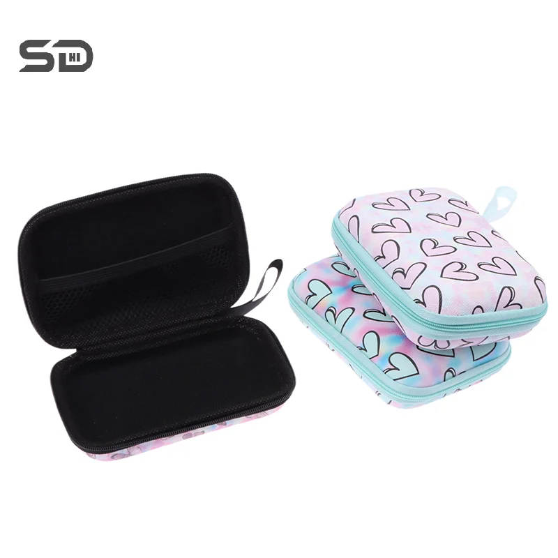 Butterfly Heart Pattern Headphone Data Cable Storage Bags Charger Power Bank Rectangular Box Zipper Bag Pocket Pouch