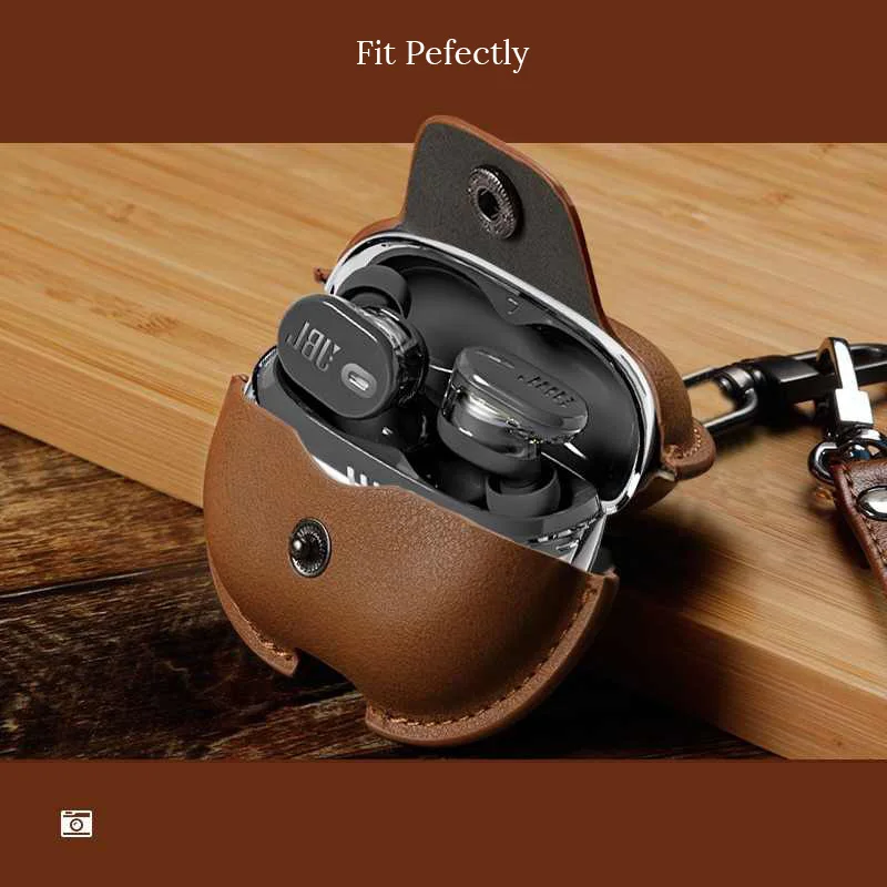 Capa luxuosa de couro pu para fones de ouvido sem fio jbl tune buds2, com corrente, capa protetora à prova de choque, acessórios para fones de ouvido