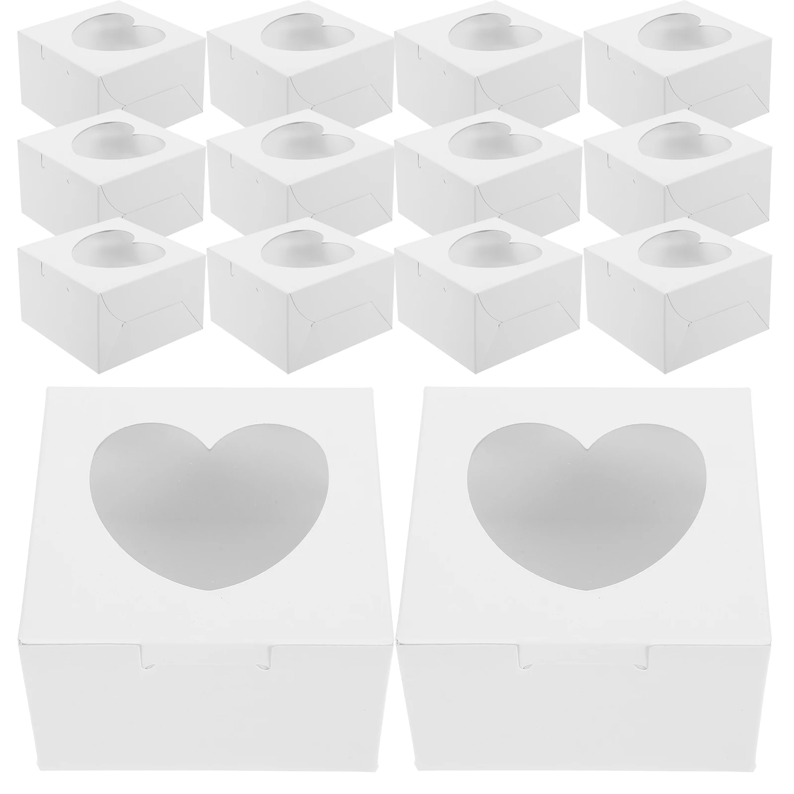 

25pcs Heart Shaped Cake Boxes Bakery Packaging Cupcake Individual Holder Treat Box For Dessert Wedding Baby Shower Favor Bakery