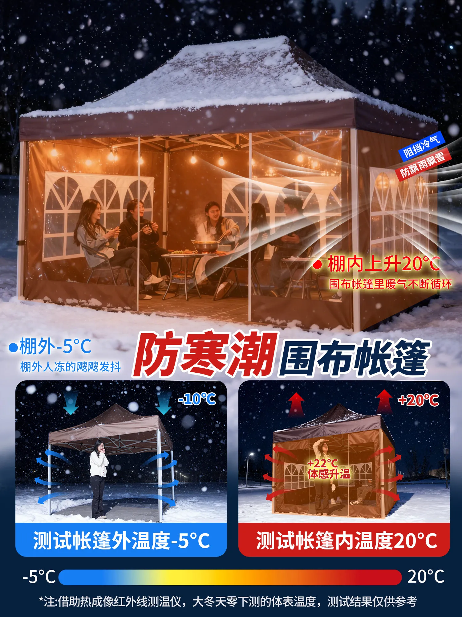 Winter sky cloth, windows, four-legged umbrellas, four-corner folding telescopic canopy, warm, windproof and cold-proof stall te