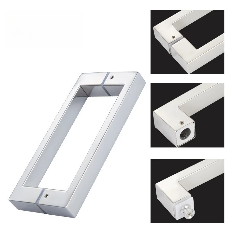 

304 Stainless Steel Shower Room Square Tube Handle, Opposite Bathroom Glass Door Handle Sliding Door Handle