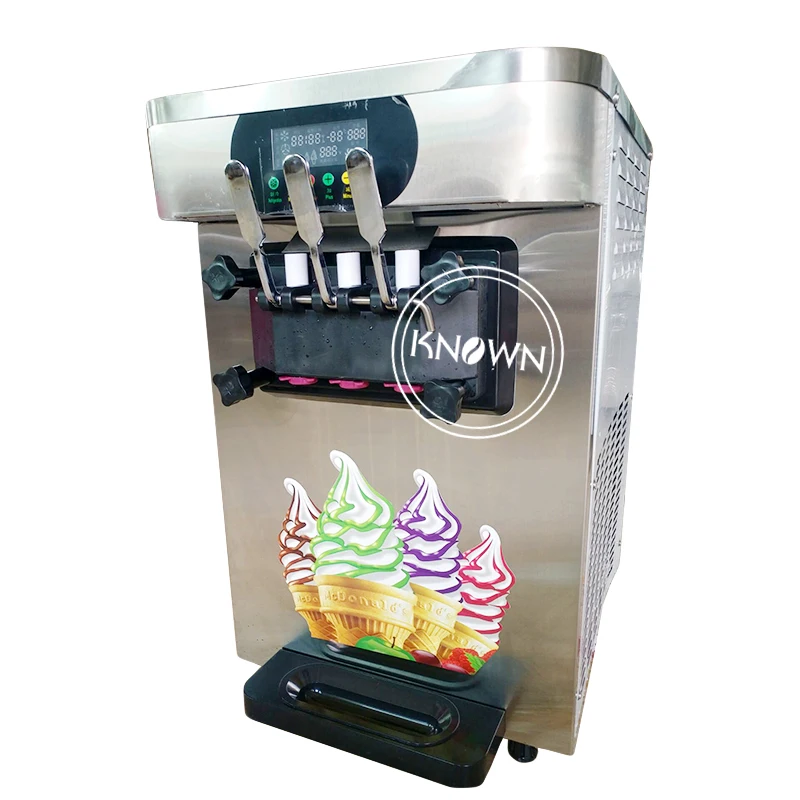 

18L Soft Ice Cream Machine 3 Flavor Ice Cream Maker Table Mini Vending Equipment