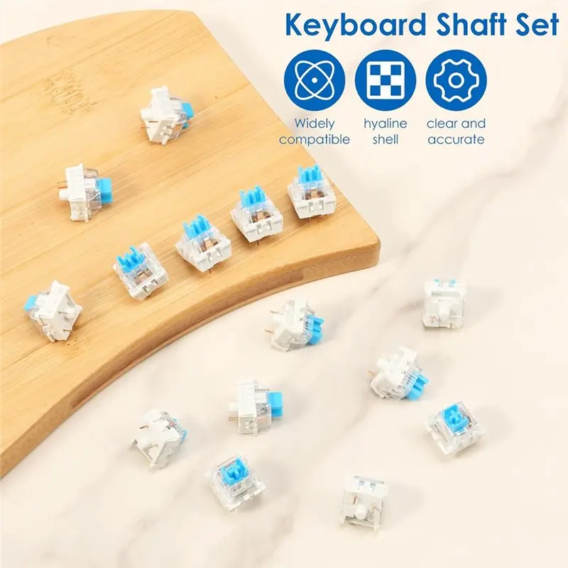 A53M-Replacement Blue Mechanical Keyboard Switches 120Pcs, 3-Pin Clicker With Puller& Brush For Gaming Typing