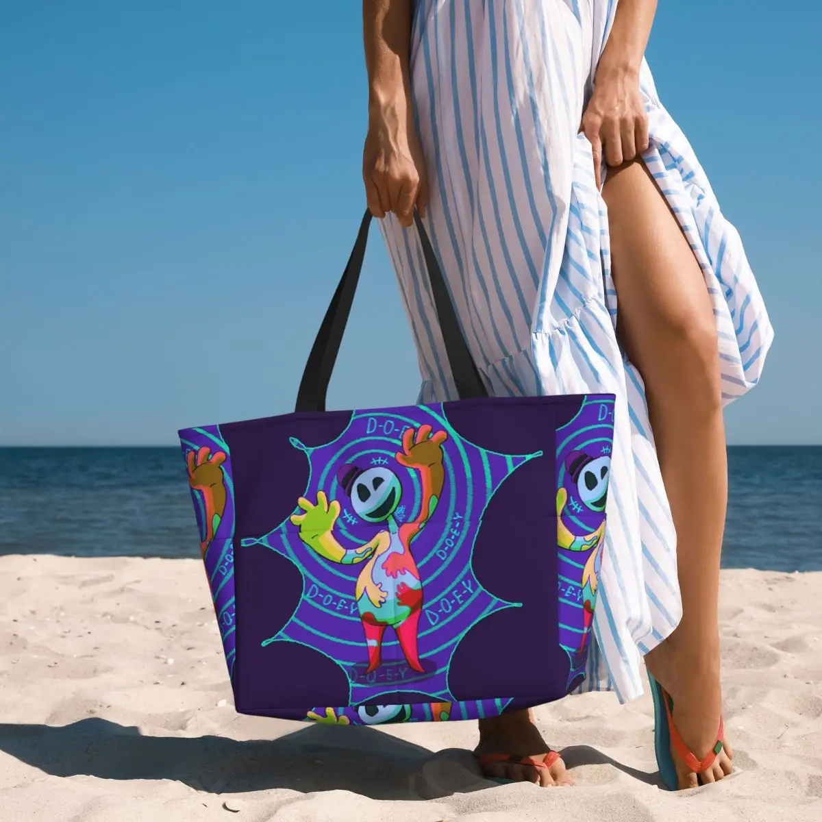 

Doey Doughman Horror Pianosaurus Beach Tote Bag Sport Gym Yoga Duffle Large Tote Bag Women Travel Bag Fitness bag
