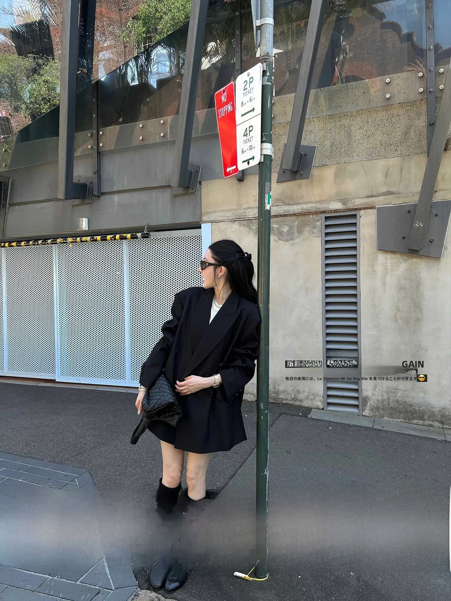 Shoulder Padded Double Breasted Suit Jacket Women's Commute Style Loose Fit Regular Sleeve Long Sleeve Pure Color OY261SZ0170