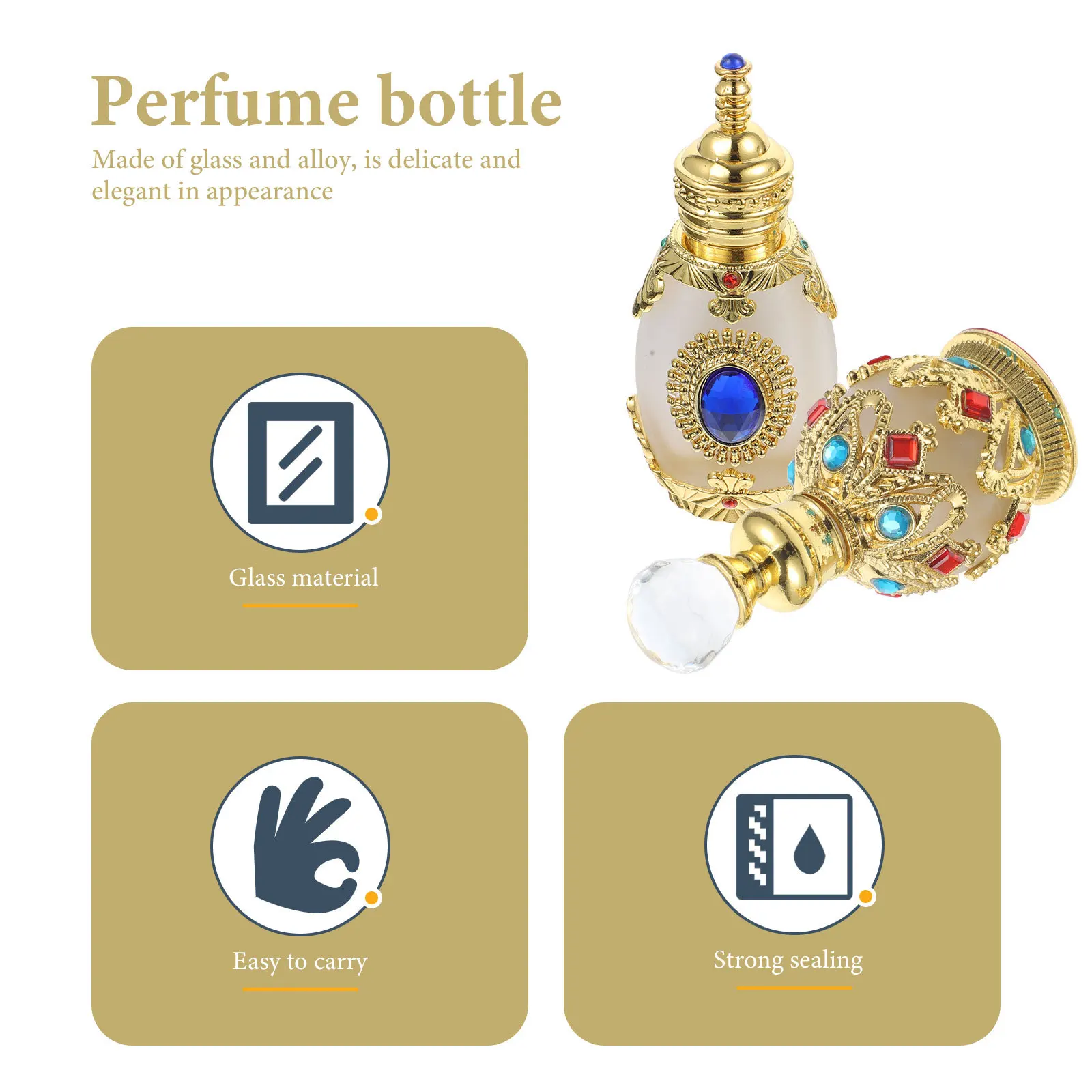 

2Pcs Crystal Glass Mini Perfume Bottles Refillable Travel Portable Essential Oil Bottles for Fragrance Storage