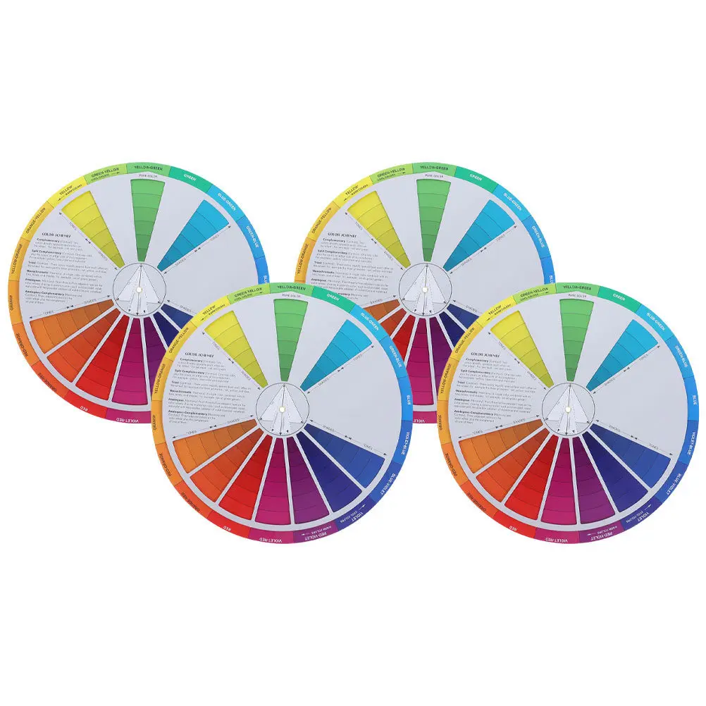 

4Pcs Professional Rotatable Gradient Color Wheel for Painting Drawing Design Nail Art Compact Lightweight Standard Color