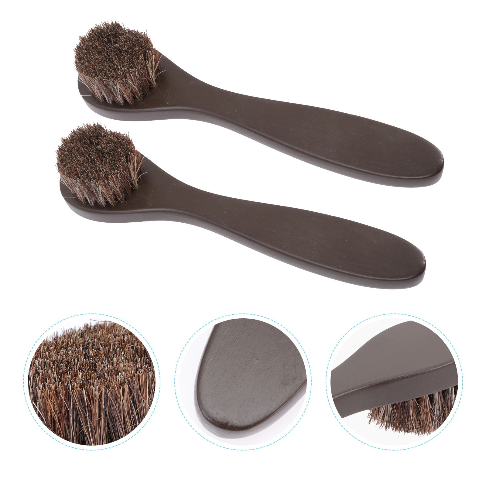 

2Pcs Shoe Brush Horse Bristle Polishing Tool Shoe Cleaning Brush for Women Long Handle Non-Scratch