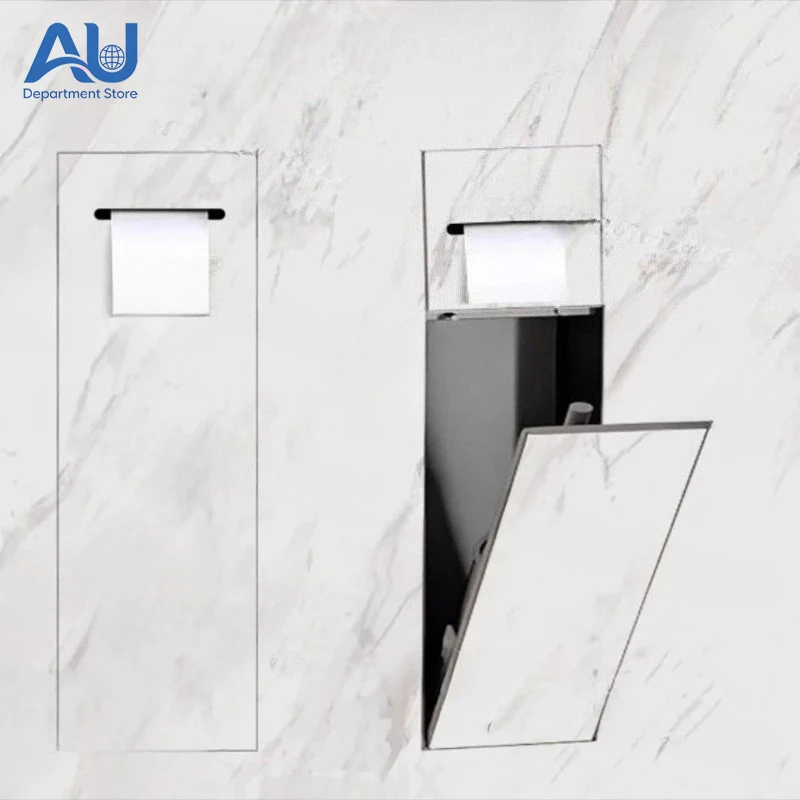 Concealed Bathroom Toilet Accessories Set Hotel Apartment Up and Down Open Concealed Tissue Box Toilet Brush Niche