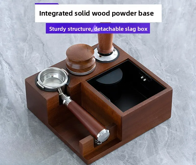 51mm 53mm 58mm Espresso Tamper Station Stand Knock Box Distributor Holder with Removable Waste Tray for Portafilter