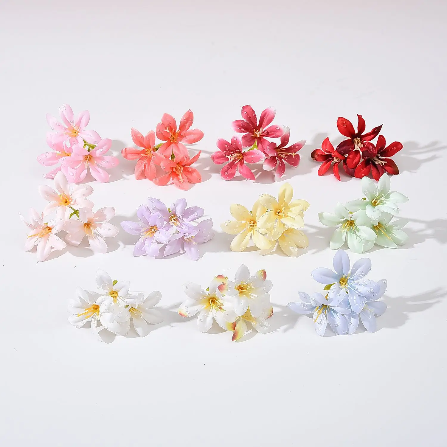 10Pcs Three-pronged Lilies Artificial Flowers Heads Wedding Decoration Flowers Home Decor DIY Craft Wreath Garland Accessories 4