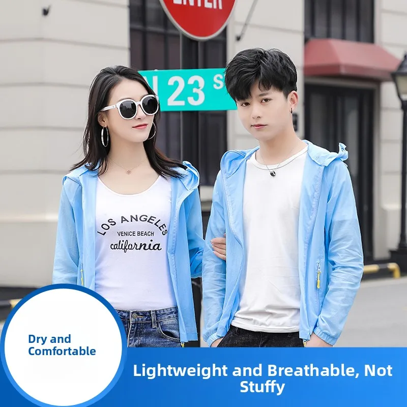 

Ice Silk Cycling Sun Protection Jaet ort Loose Thin Summer New Sle Breathable Men's Outerwear Nylon Fiber Zipper Design