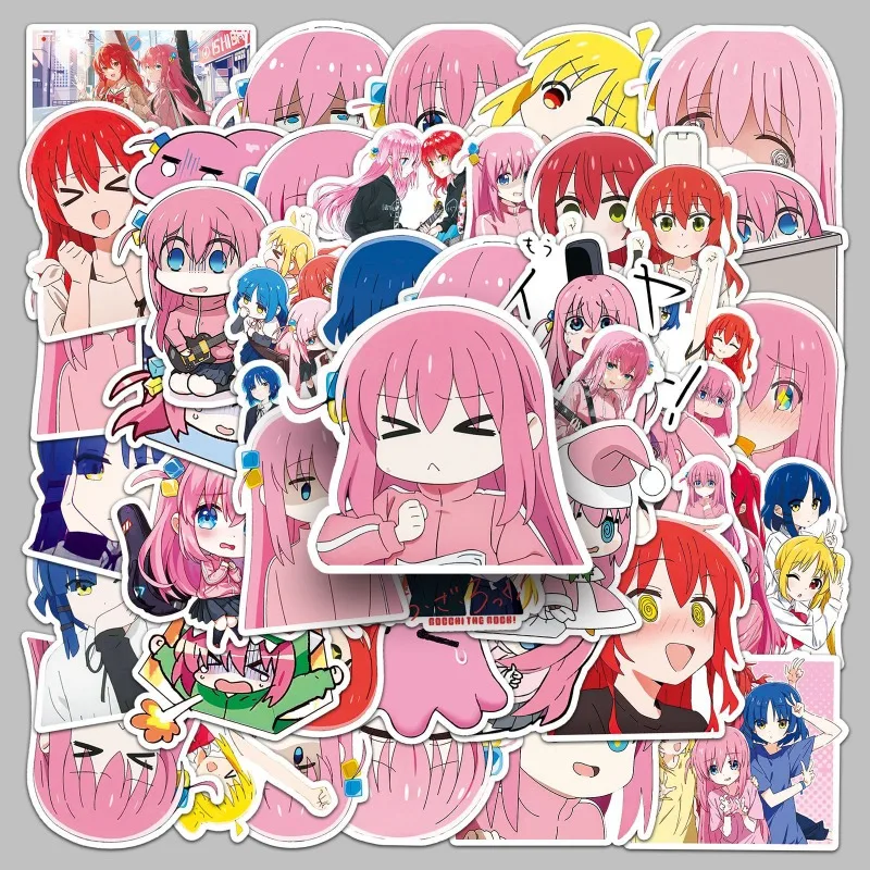 50 Stück Anime Bocchi the Rock! Japanische 2D Wasserdichte DIY Dekor-Aufkleber für Tagebuch & Handyhülle, Kleine Geschenk-Aufkleber
