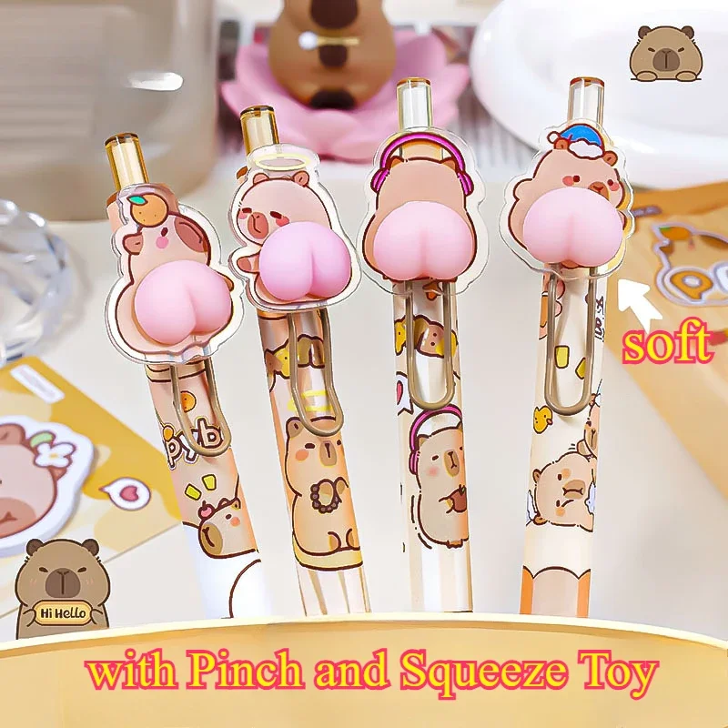 4Pcs Capibala neutral pen decompression press pen creative cartoon cute stationery