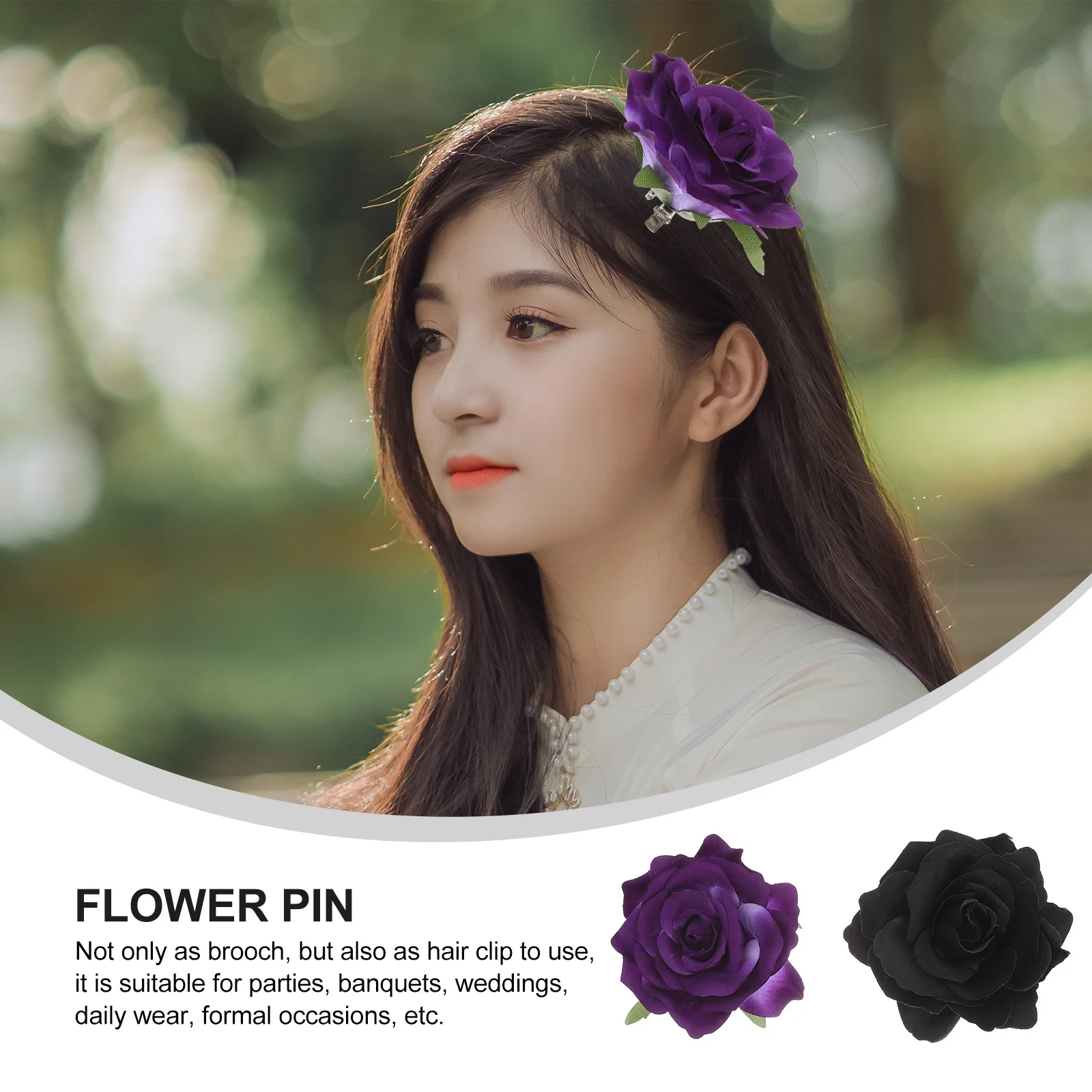 

12Pcs Rose Flower Brooch Hair Clip Durable Cloth Alloy Wedding Party Lapel Pin Flower Pin Rose Hair Clip Lapel Flowers for Men