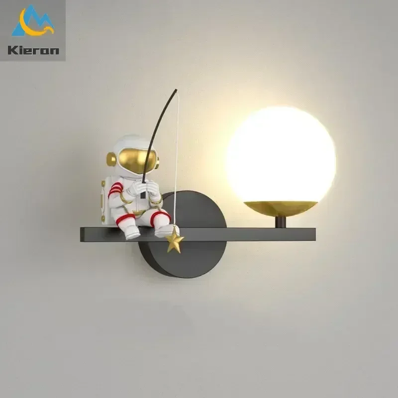 Nordic Modern Astronaut Led Wall Lamps Bedroom Study Hotel Bedside Wall Lights Living Room Decor Three Color Dimming Wall Lamps