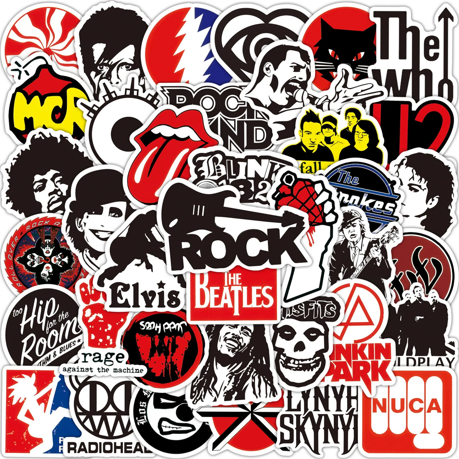 10/30/50/100Pcs ROCK Band Cartoon Graffiti Stickers Hand Account Trolley Case Motorcycle Mix and Match Stickers Wholesale Toys