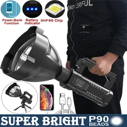 Portable Powerful LED Flashlight Mountable Bracket Handheld Searchlight USB Rechargeable Spotlight Waterproof Torch Light