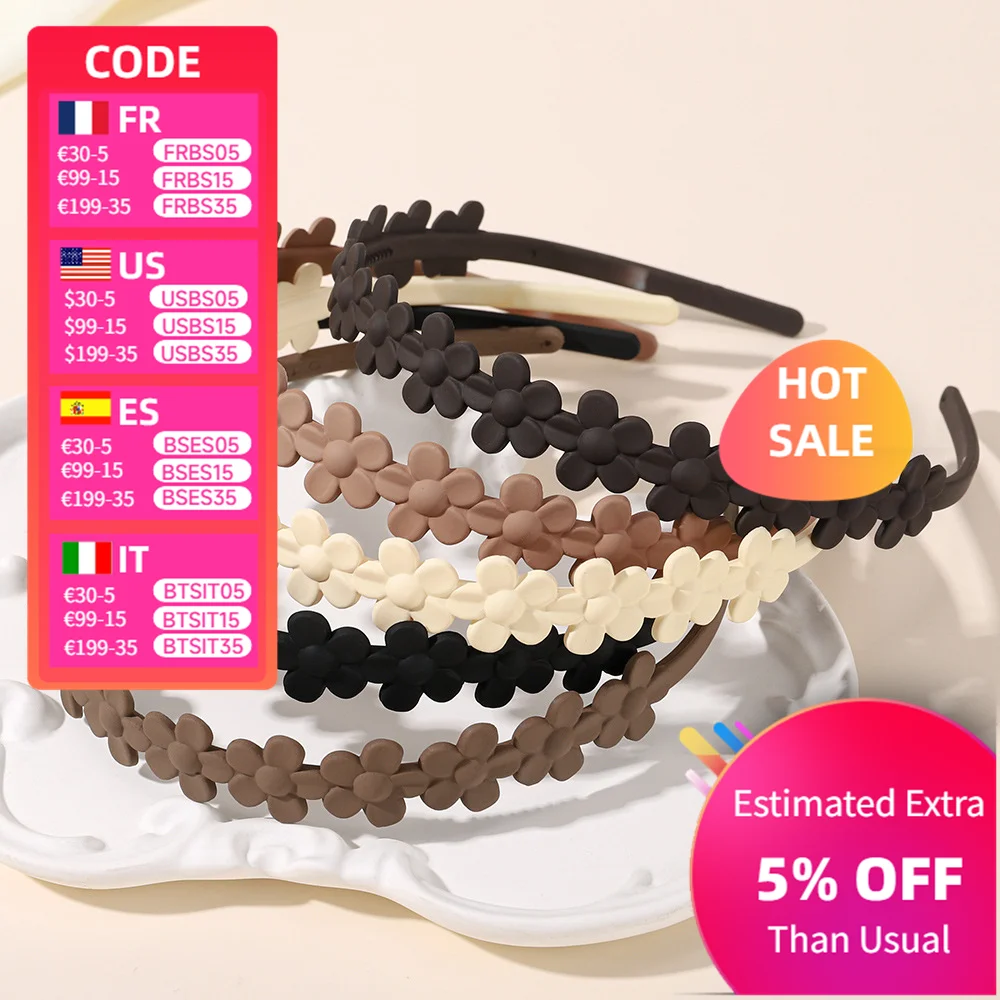 

Plastic Frosted Headbands Sweet Floral Non Slip Hair Band for Washing Face Makeup hair accessories headbands for women