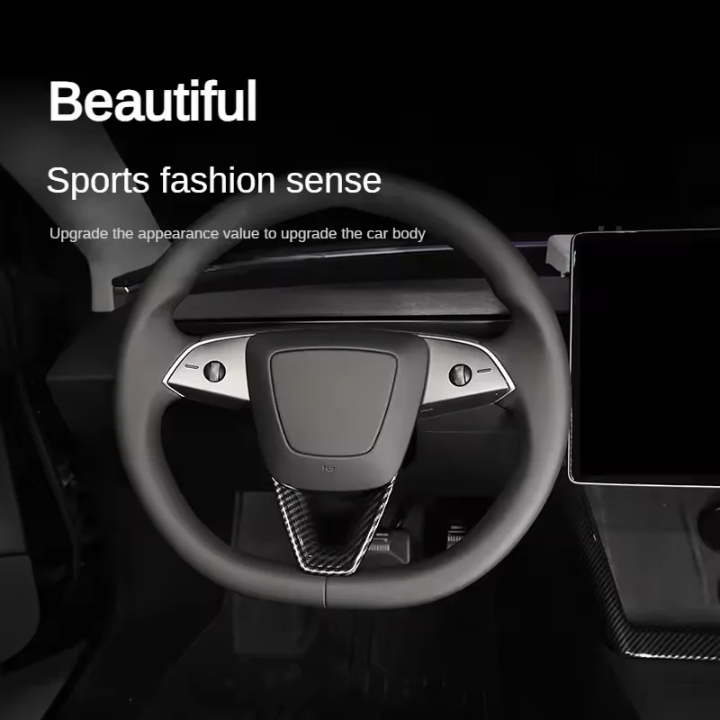 1pcs Car Steering Wheel Cover Trim Sticker For Tesla Model Y Juniper 2025 Model 3 U-Shaped Protective Cover Patch Car Accessory