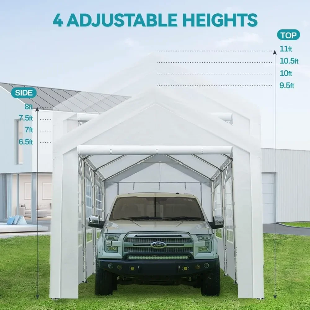 10x20 ft Heavy Duty Carport Car Canopy Garage Shelter Party Wedding Boat Tent with Removable Window Sidewalls and Doors