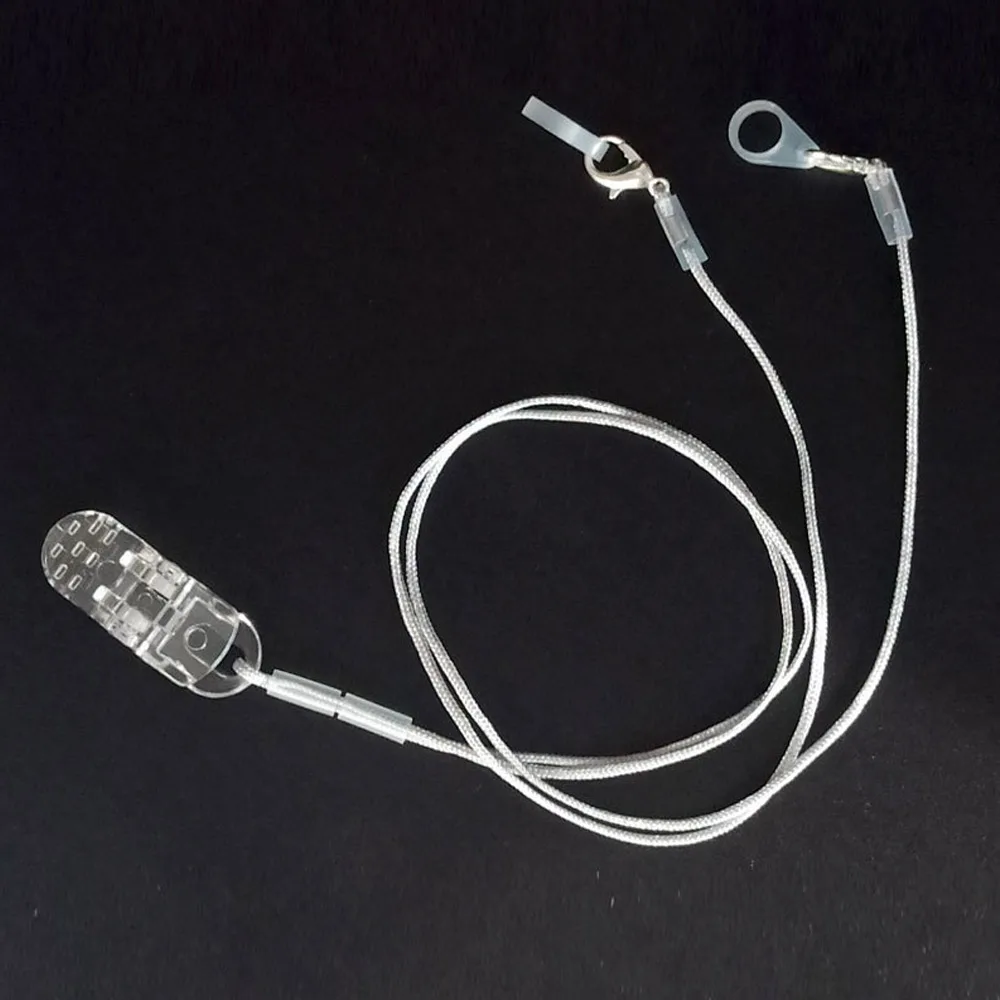 Hearing Aid Safety Clips with Silicone Rings, Nylon Tether Cords for Elderly, Anti-Loss Ear Hook Holder for BTE Hearing Aids