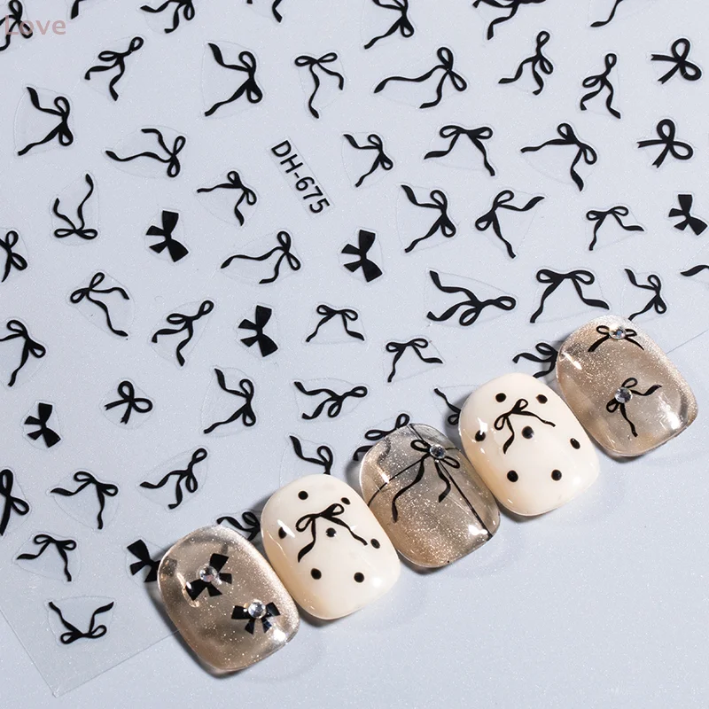 [L & P] Bowknot الشريط مسمار ملصقات صغيرة Kawaii ربطة القوس فيونكة من الدانتيل تصميم ذاتية اللصق مسمار ملصقات فنية لتقوم بها بنفسك مانيكير لوازم ديكور