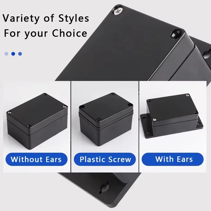Boîtier d'instruments de projet en plastique ABS, boîtier étanche, boîte de projet électrique, boîte de jonction, noir, extérieur