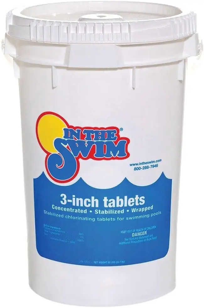 In The Swim 3 Inch Stabilized Chlorine Tablets for Sanitizing Swimming Pools - 90% Available Chlorine - Tri-Chlor - 50 Pounds