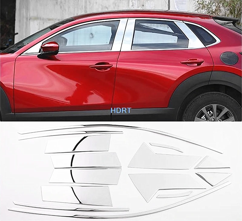 For Mazda CX-30 CX30 2020 + Car Styling Middle Pillar Cover Window Strip Side Glass Trim Part Protector Decoration Accessories