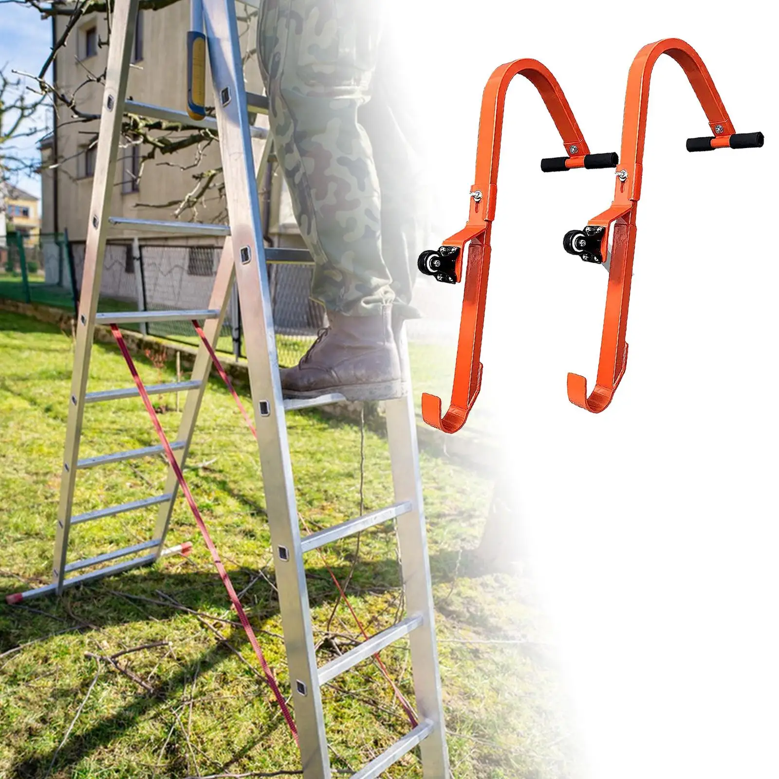 2 Roof Ladder Hooks, Roof Ladder Hook, Heavy Duty Iron Non-Slip Portable Roof