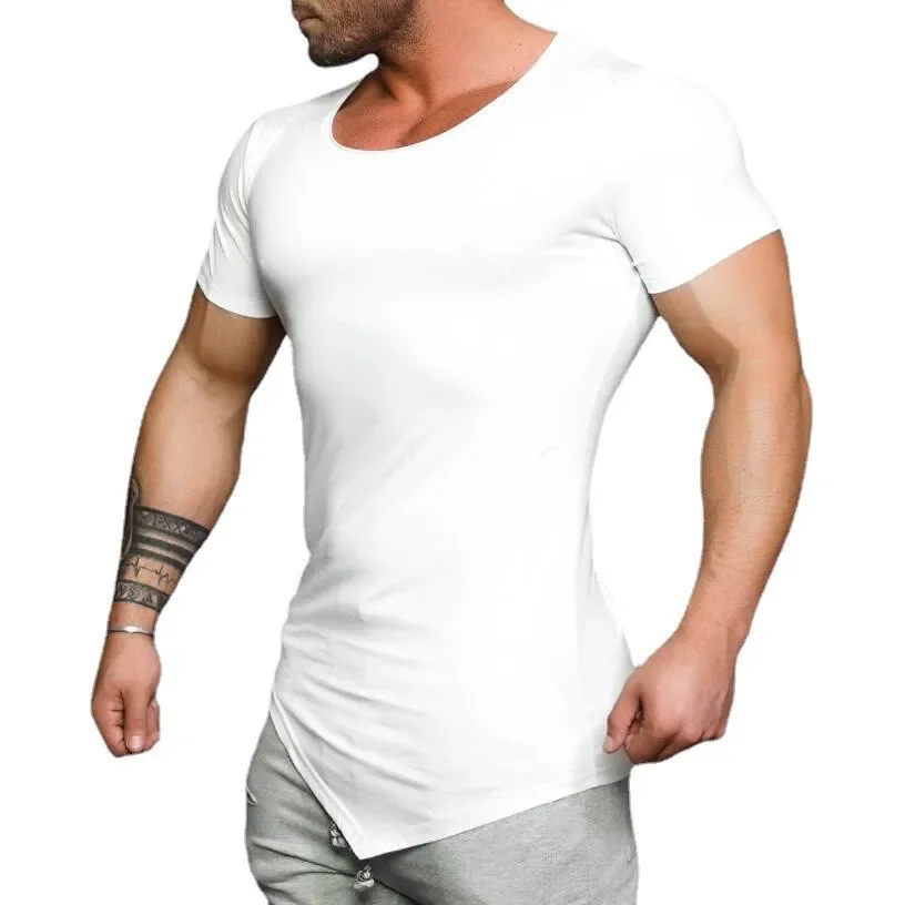 T-shirt sportive da corsa da uomo semplici T-shirt estive in cotone traspirante Abbigliamento casual Palestra Bodybuilding Fitness Manica corta Camicie slim fit