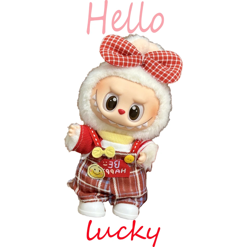 17 سنتيمتر لعبة ملابس دمى ل Labalbu اكسسوارات حقيبة ظهر فاخرة الملابس الأصلية الجديدة ل Labbubu سترة الزي حقيبة لطيفة صغيرة قبعة