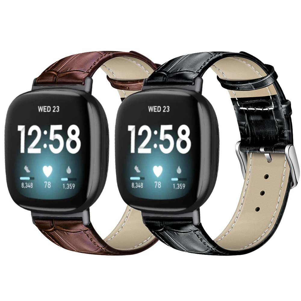 Essidi-Correa de cuero para reloj Fitbit Versa 3 4 para hombre y mujer, Lazo de cinta de reloj para Fitbit Sense 2