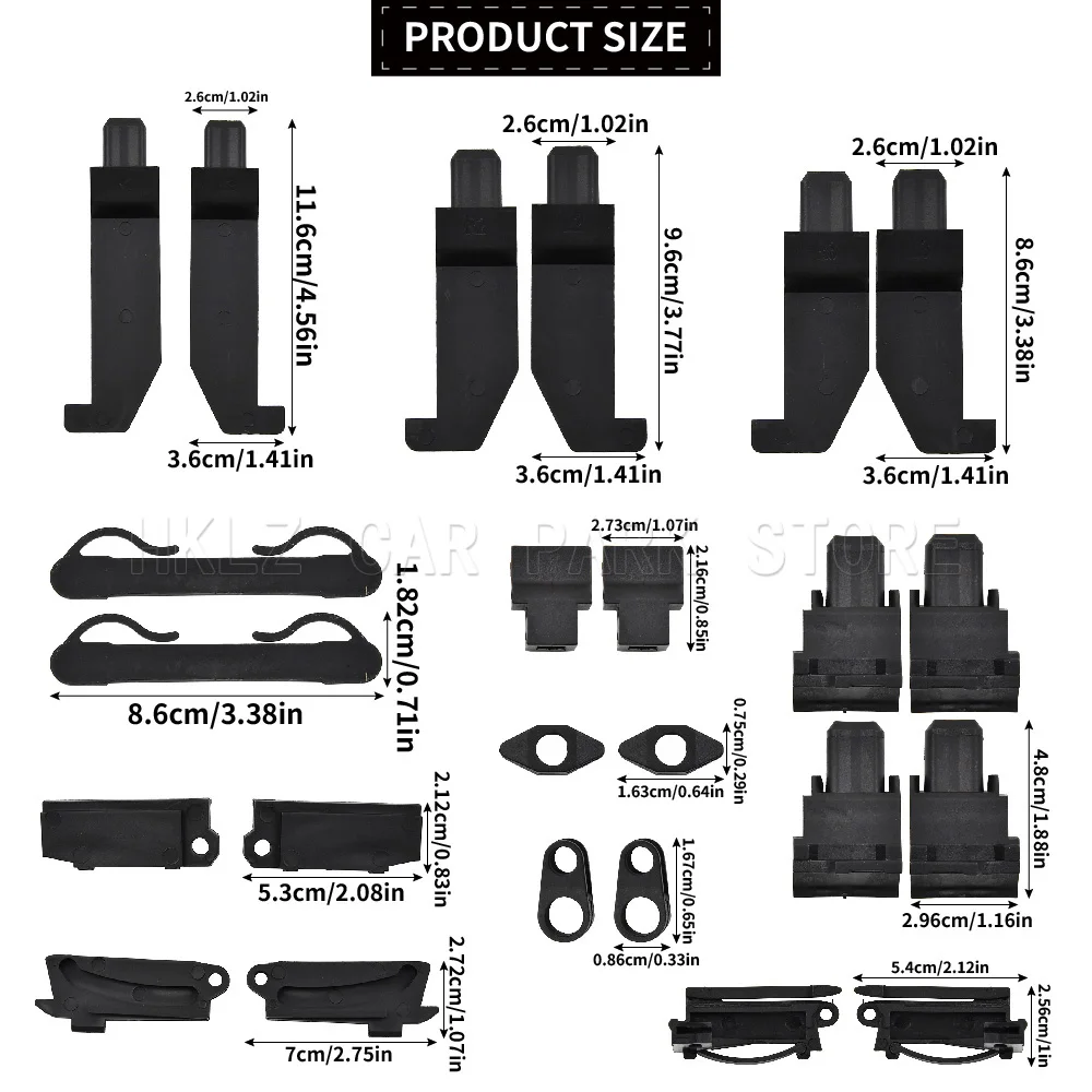 24PCS Soft Top Repair Slider Clips Black 9099898 For Fiat 500C Abarth 595C 695C Convertible Only Replacement Part