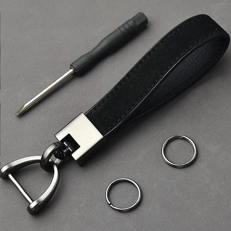 LLavero de cuero genuino para hombre, accesorio de lujo de alta calidad, color negro y marrón, regalo de negocios