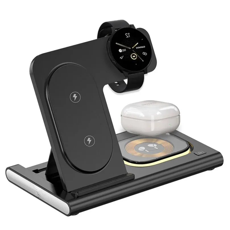Wireless Charger Station With LED Light for Samsung S25 S24 S23 Galaxy Watch 8 7 6 5 4 Classic Buds4/3 Pro Fast Charging