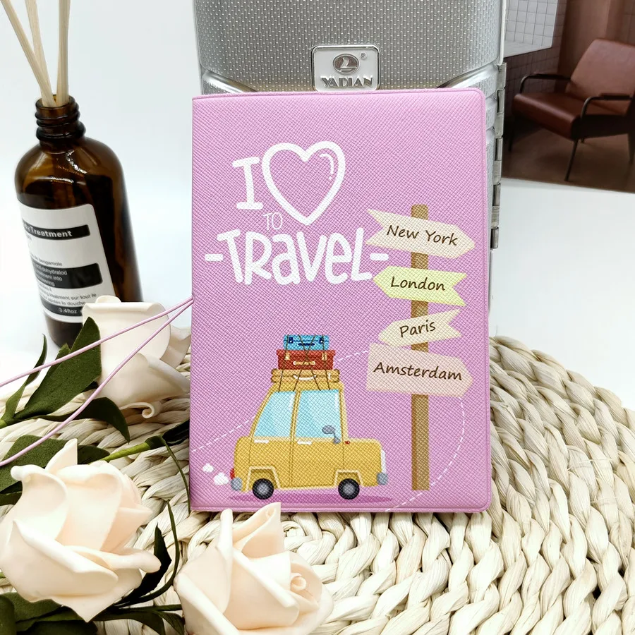 1 Piece I Love Travel Pu Passport Cover/Case Travel Accessories for Men or Women