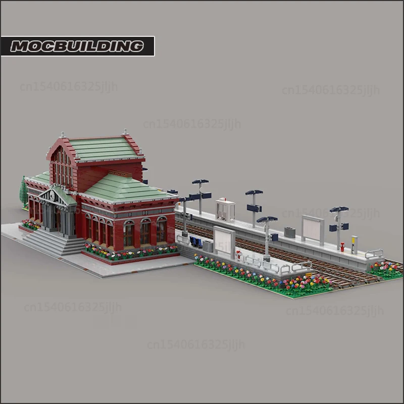 Zentrale Station Moc Bausteine Stadt Zug Modulare Gebäude Architektur DIY Montage Modell Sets Sammlung Spielzeug Weihnachten Geschenke