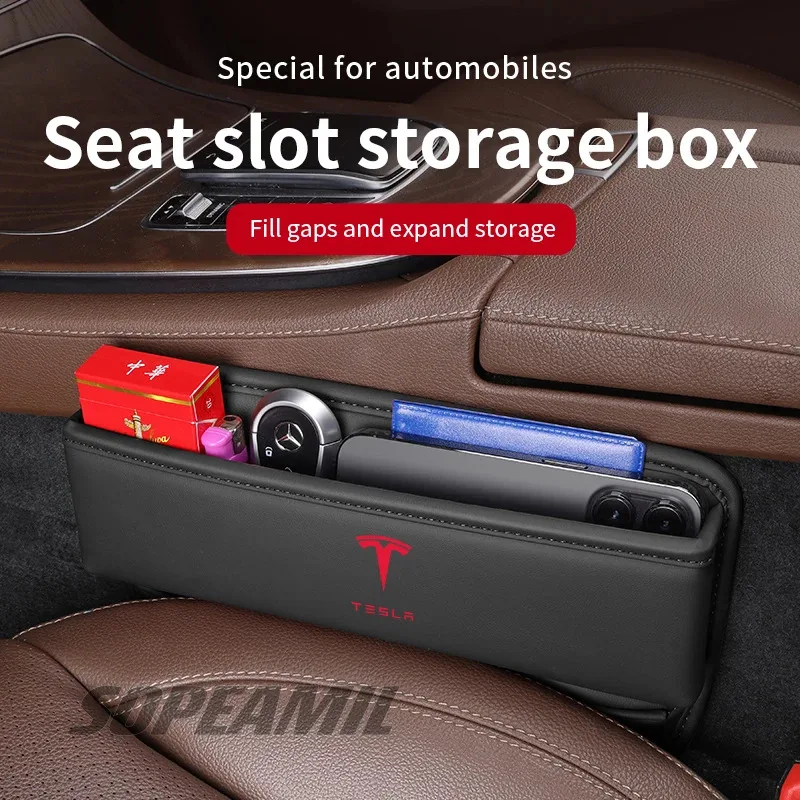 

Car Leather Seat Storage Case Seat Multifunctional Water Cup Holder Storage Box Tesla Cybertruck Model 3 Model Y Model S Model X