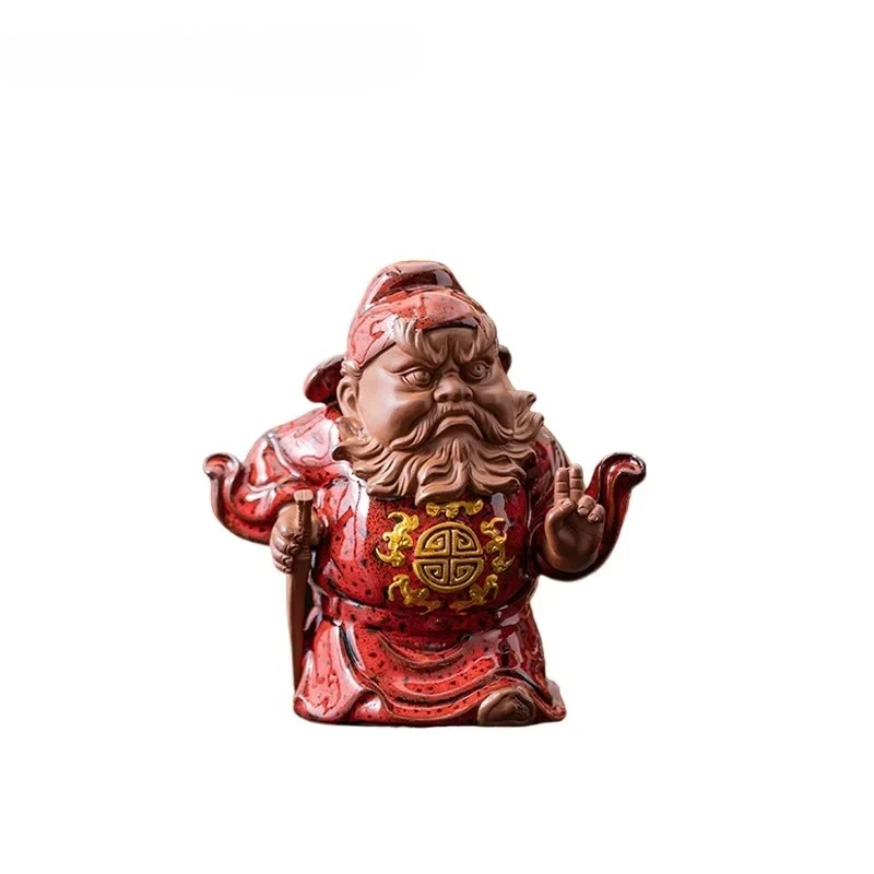 1PCS Ceramic Zhong Kui Zen Decorations Chinese Celestial Figures Retro Crafts Tea Tables Tea Pets Small Ornaments