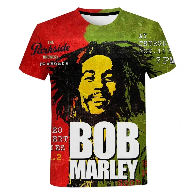 Reggae Bob Marley 3d Printed T Shirt  Men\'s Summer Casual Street Hip Hop Short Sleeve