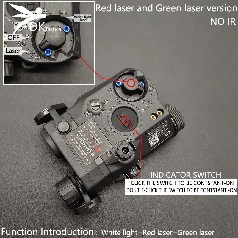 Taktyczny wskaźnik laserowy na podczerwień PEQ15 czerwony zielona kropka/biały LED Laser do broni pasujący do 20MM Rail Airsoft na zewnątrz Laser do