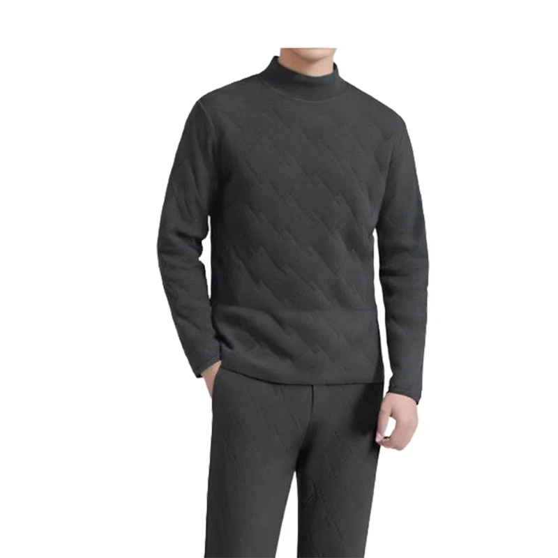 

PRAYGER Men Wool Blend Thermal Underwear Set Winter Warm Body Turtleneck Long Johns Thick Inner Wear