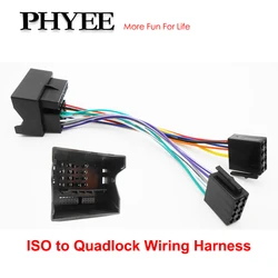 Quadlock Wiring Harness, for ISO Car Radio, Automotive Electrical Cable, Compatible with VW, Seat, Skoda, BMW, Ford