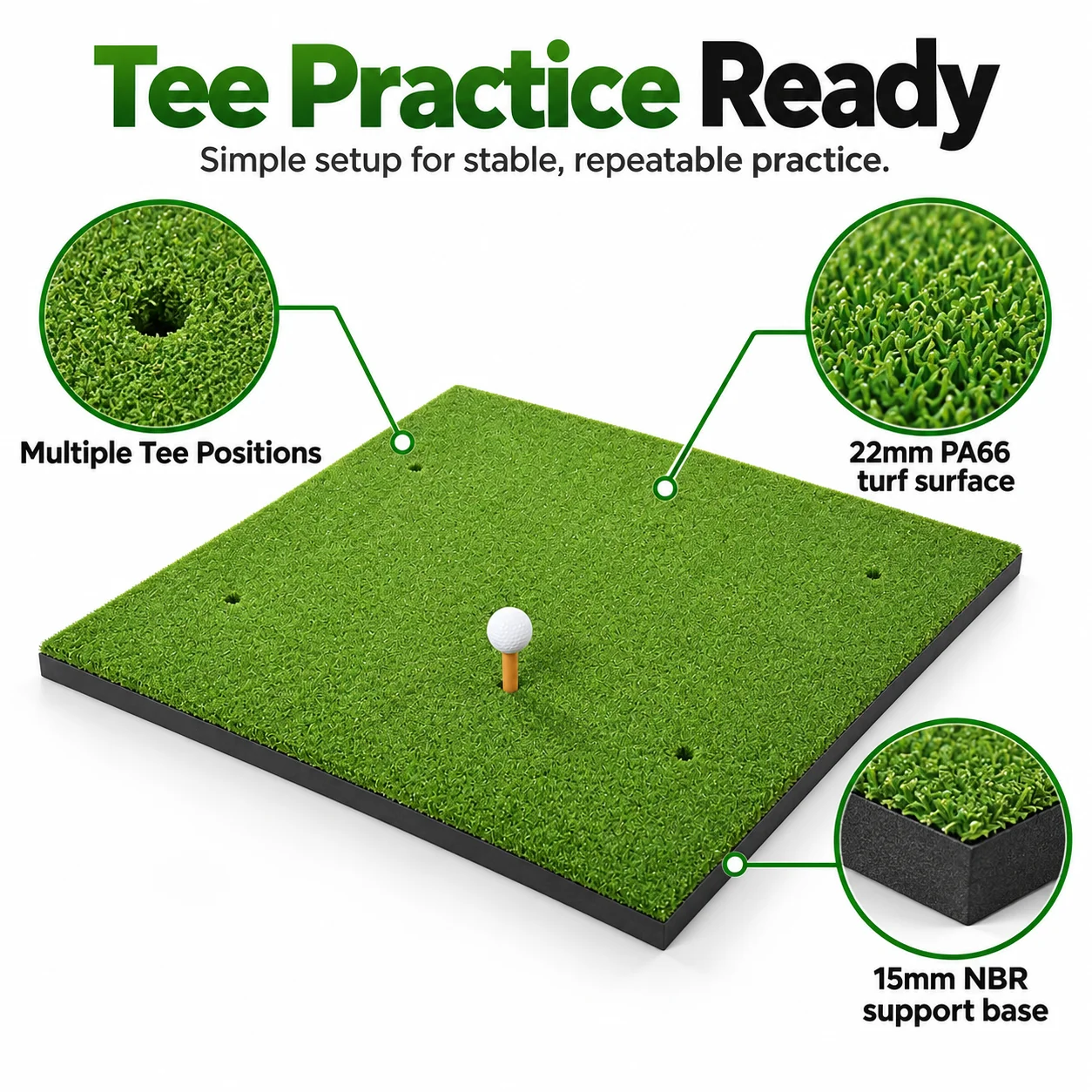 Custom Golf Hitting Mat with Putting Green Durable Outdoor Swing Practice Pad Non-Slip Golf Swing Training Mat